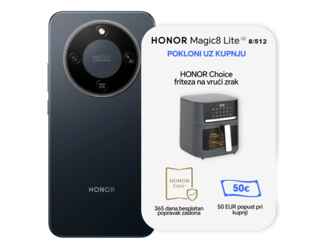 Honor Magic8 Lite 8/512GB Midnight Black (15.01.-28.2.2026.) + POKLON UZ PRIJAVU