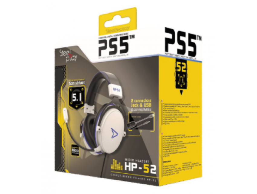 Wired headset 5.1 virtual sound - HP52 - white (multi) Steelplay