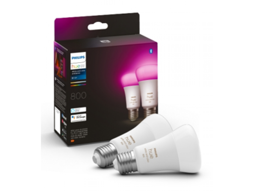 Pametna LED žarulja PHILIPS Hue E27, A60, 6.5W, 2 kom, boja (929002489602)