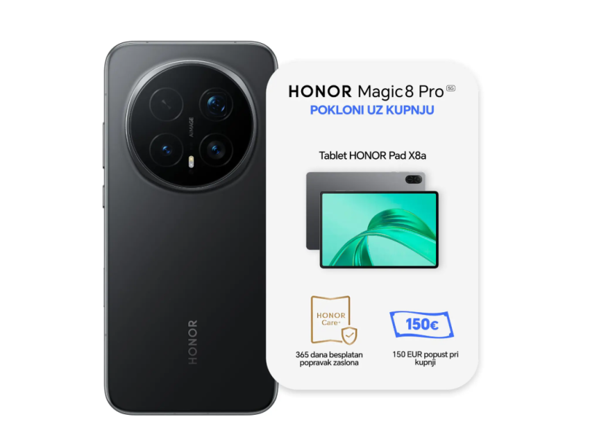 Honor Magic8 Pro 12/512GB Black (15.01.-28.2.2026.) + POKLON UZ PRIJAVU